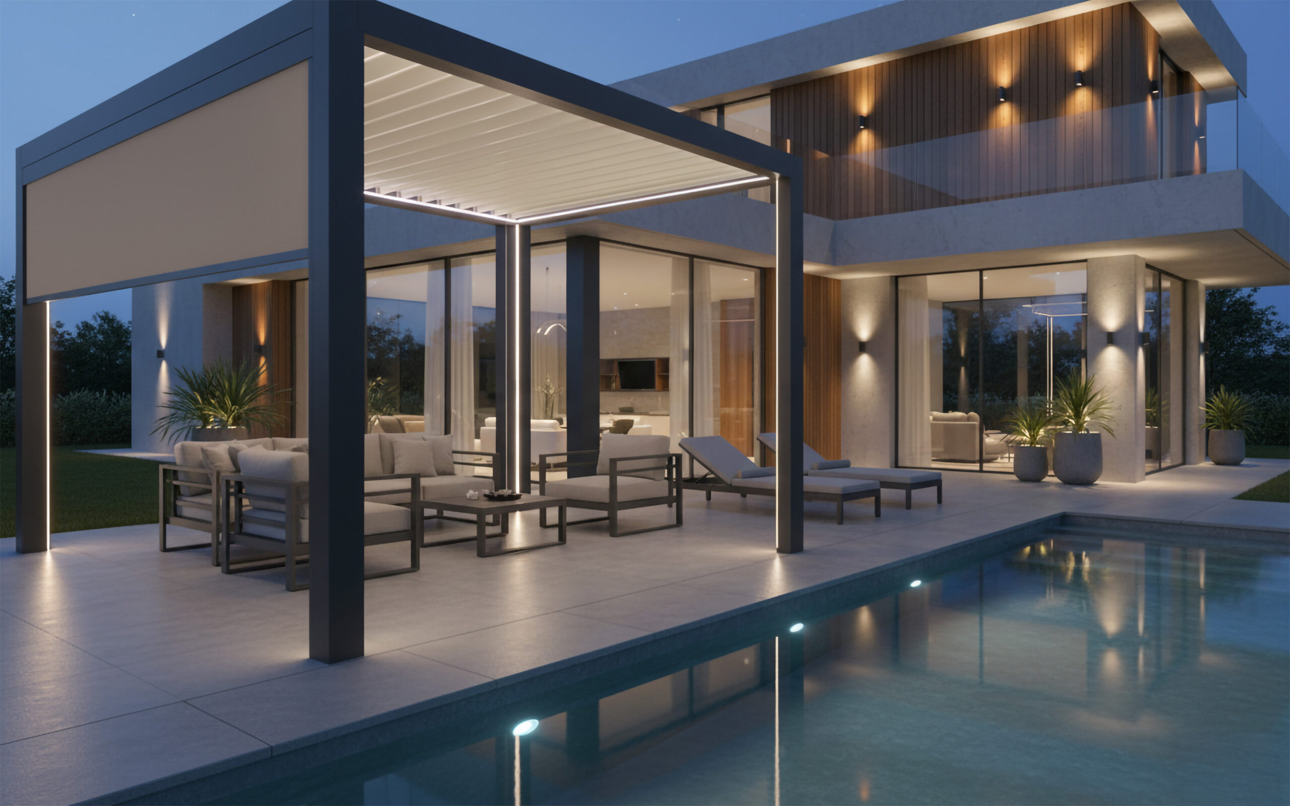 Pergola bioclimatica Elba della collezione MV