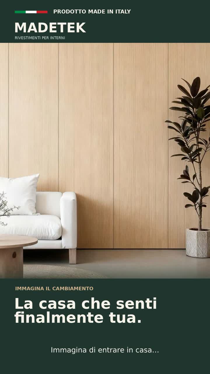 Ambientazione illustrativa Madetek Living con rivestimenti decorativi